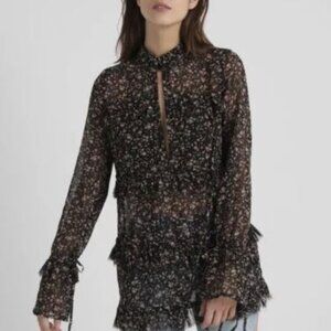NWT ALL SAINTS Deirdre Pepper Shirt Black Size XS